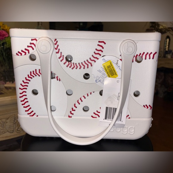 BOGG BAG White and Red Baseball Tote - Picture 1 of 4